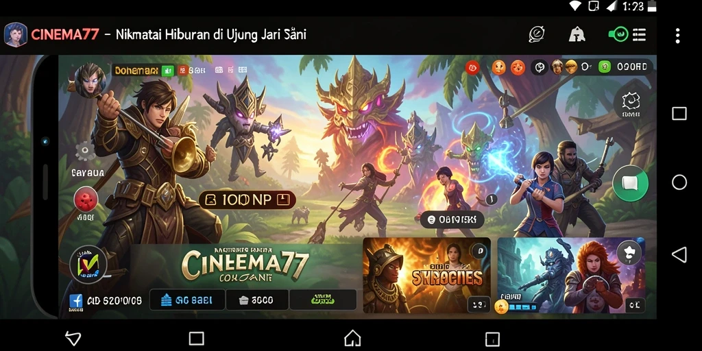 Tampilan gameplay CINEMA77 yang menampilkan pilihan film menarik.
