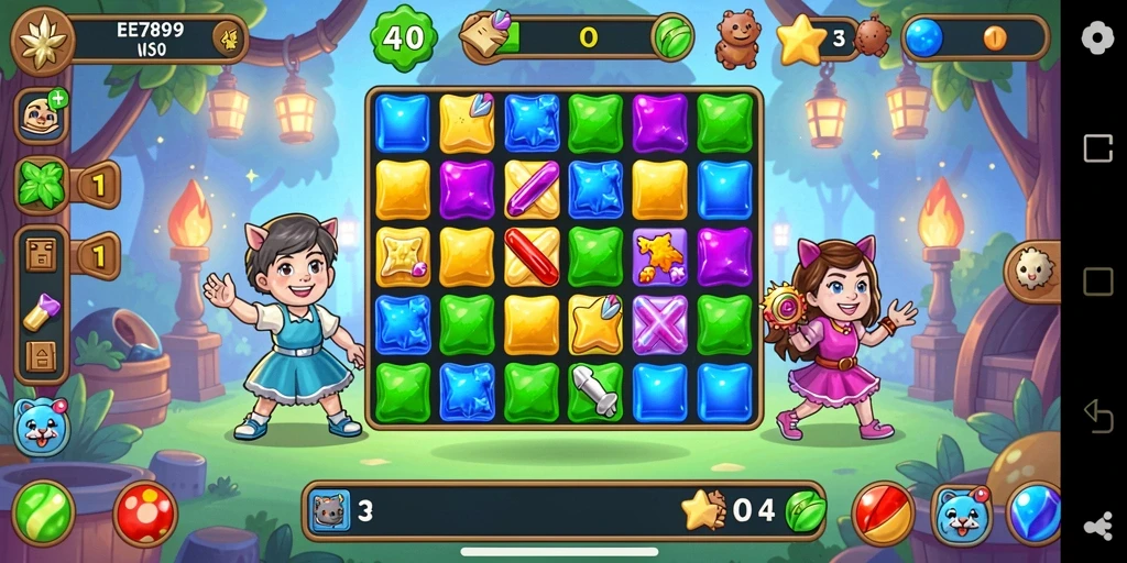 Screenshot <strong>EE789</strong> yang menampilkan aksi gameplay Match-3 yang seru.