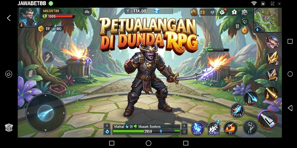 Tampilan gameplay JAWABET88 di dunia RPG yang epik.