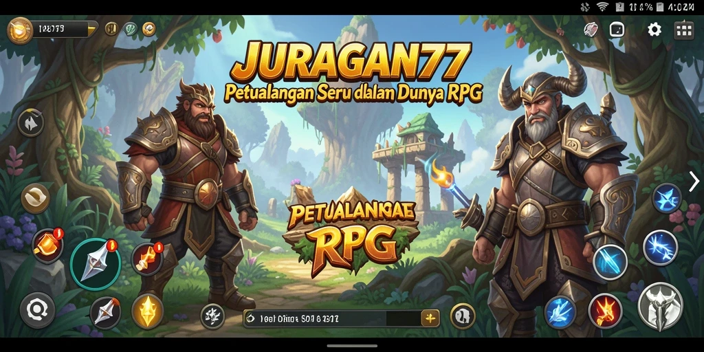 Screenshot gameplay JURAGAN77 menunjukkan aksi pertempuran yang dinamis dan karakter yang kuat.