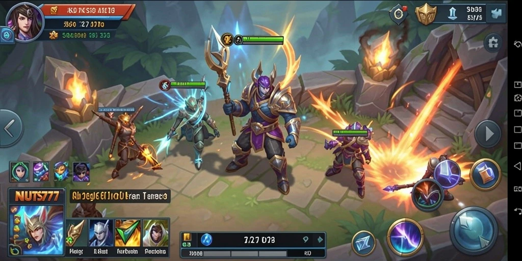 Tampilan gameplay menarik dari NUTS777 dengan banyak tindakan strategis.