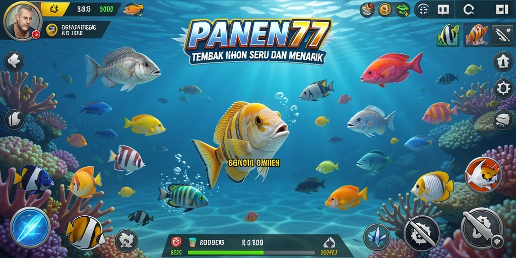 Screenshot utama PANEN77 menampilkan momen tangkap ikan yang seru.