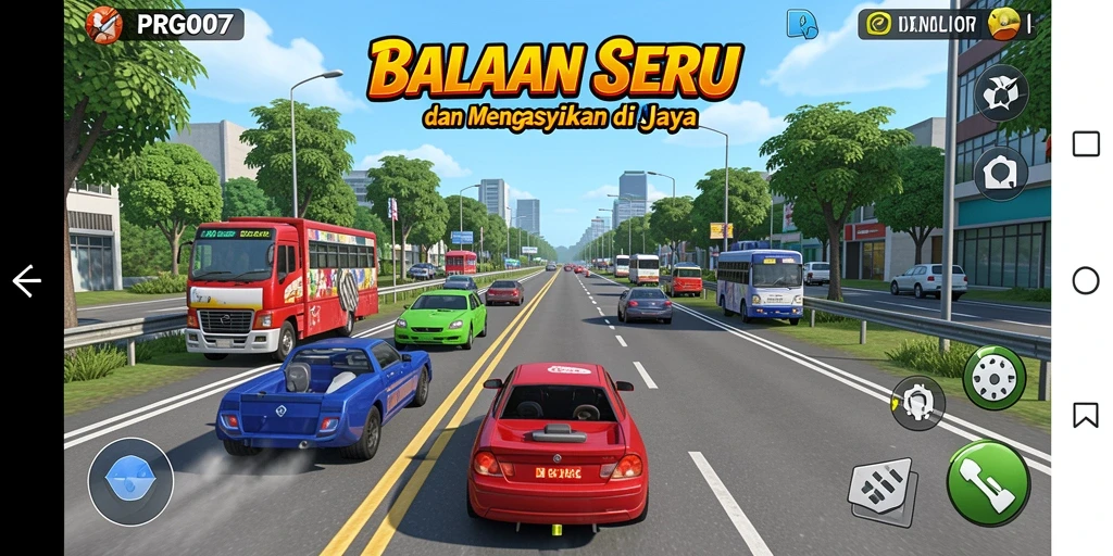 Screenshot gameplay balapan yang seru dalam PRG007.
