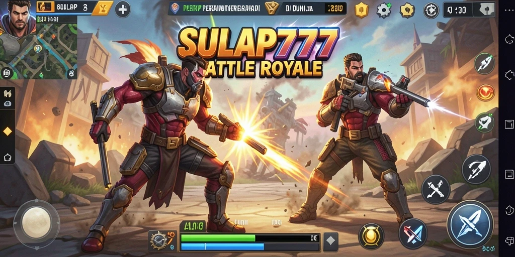 Screenshot memperlihatkan gameplay seru dalam SULAP777 di arena Battle Royale.