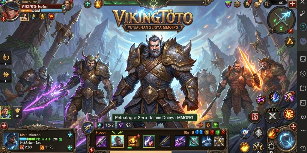 Screenshot gameplay VIKINGTOTO yang menampilkan pertempuran seru di dunia MMORPG.